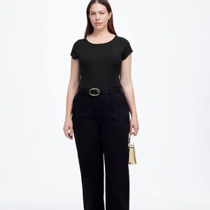 Madewell (Re)generative Cotton Ribbed Cap-Sleeve Tee Jet‎ black size M NWY NU867